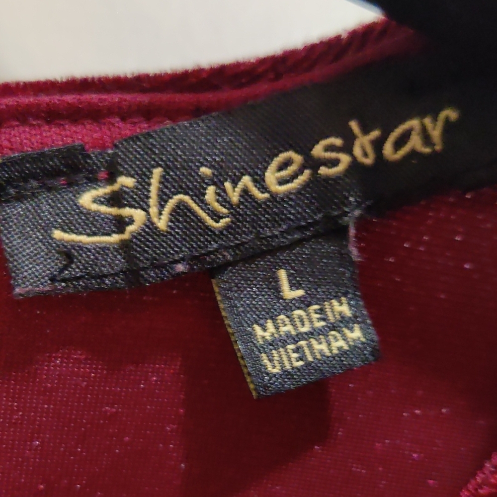 Shinestar Deep Red Velvet Top - Picture 2 of 4